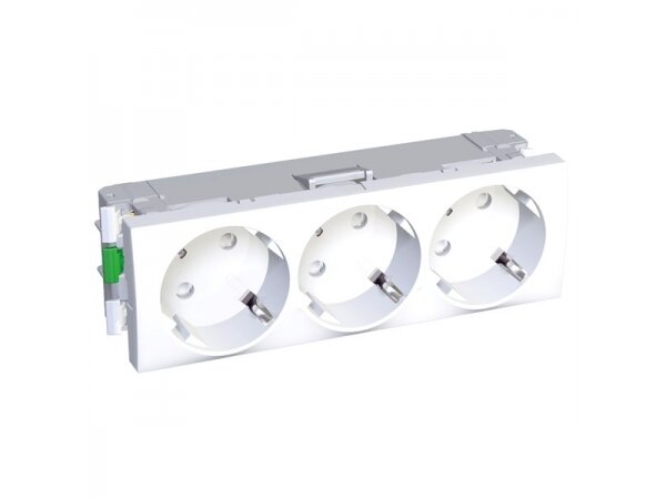 Modulinis kištukinis lizdas | su įžeminimu | įmontuojamas | 1xSchuko/2xSchuko/3xSchuko | 16A | 45x45mm | IP20 | baltas 3 Modulinis kištukinis lizdas | su įžeminimu | įmontuojamas | 1xSchuko/2xSchuko/3xSchuko | 16A | 45x45mm | IP20 | baltas 3
