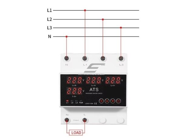 Modulinė | skaitmeninė įtampos kontrolės | apsaugos relė | iš 380V į 230V | 3P | 63A | DIN 2 Modulinė | skaitmeninė įtampos kontrolės | apsaugos relė | iš 380V į 230V | 3P | 63A | DIN 2