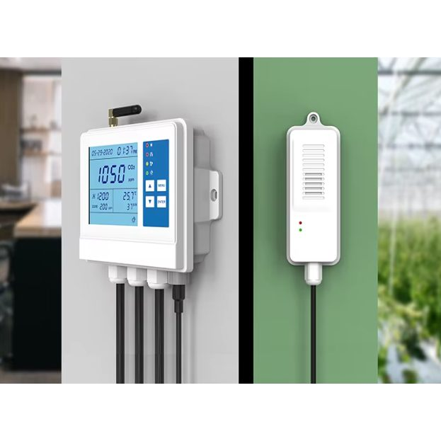 CO₂ kontrolieris ar automātisko vadību | 0–5000 ppm | precizitāte ±1 ppm | LCD displejs | skaņas/gaismas signalizācija | temperatūra + mitrums | siltumnīcām, HVAC, telpām 1 CO₂ kontrolieris ar automātisko vadību | 0–5000 ppm | precizitāte ±1 ppm | LCD displejs | skaņas/gaismas signalizācija | temperatūra + mitrums | siltumnīcām, HVAC, telpām 1