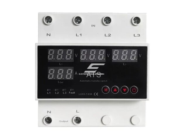 Modulinė | skaitmeninė įtampos kontrolės | apsaugos relė | iš 380V į 230V | 3P | 63A | DIN Modulinė | skaitmeninė įtampos kontrolės | apsaugos relė | iš 380V į 230V | 3P | 63A | DIN