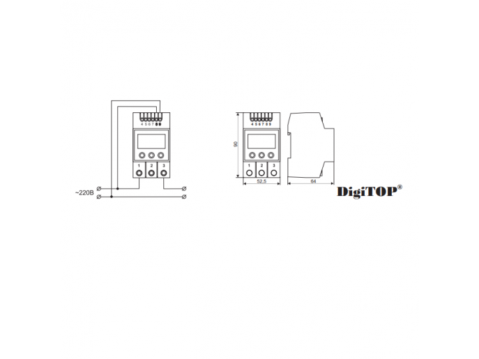 Modulinis | skaitmeninis ampermetras | 1F | 1-63A | DIN | DigiTOP | AM-2 1 Modulinis | skaitmeninis ampermetras | 1F | 1-63A | DIN | DigiTOP | AM-2 1