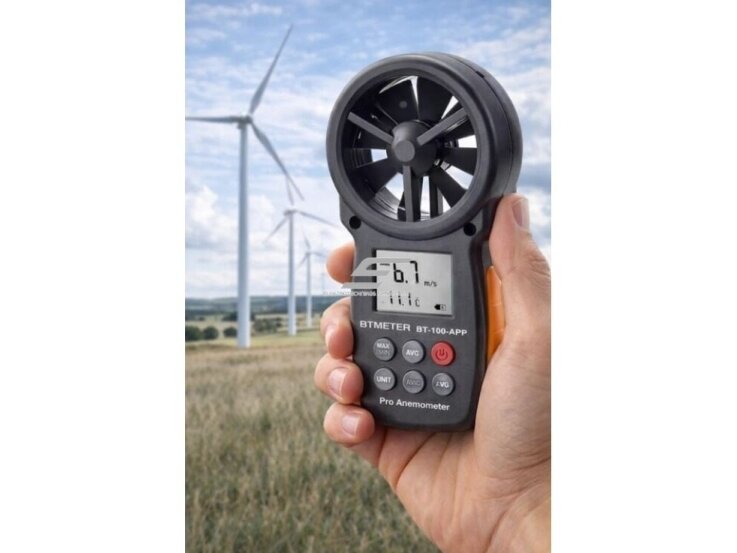 Skaitmeninis vėjo greičio matuoklis | anemometras | oro srauto | temperatūros | drėgmės jutiklis | daviklis | 0-30m/s | nešiojamas | Bluetooth 3