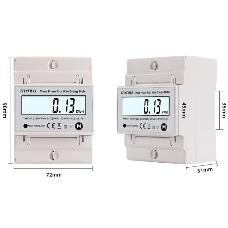 Multifunctional | digital AC power meter | 3-phase | 100A | 380VAC 3 Multifunctional | digital AC power meter | 3-phase | 100A | 380VAC 3