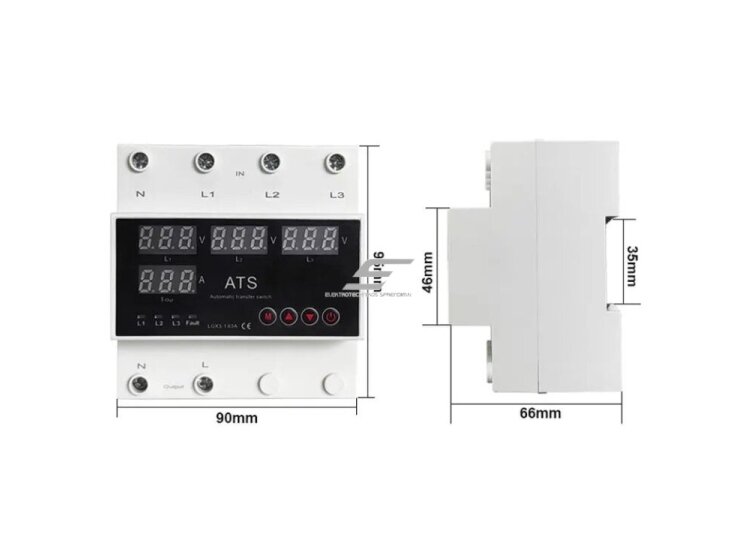 Modulinė | skaitmeninė įtampos kontrolės | apsaugos relė | iš 380V į 230V | 3P | 63A | DIN 1 Modulinė | skaitmeninė įtampos kontrolės | apsaugos relė | iš 380V į 230V | 3P | 63A | DIN 1
