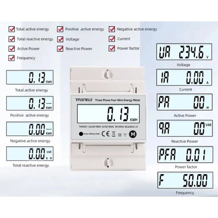Multifunctional | digital AC power meter | 3-phase | 100A | 380VAC 1 Multifunctional | digital AC power meter | 3-phase | 100A | 380VAC 1
