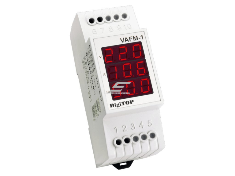 Modulinis | skaitmeninis srovės-įtampos ir dažnio matuoklis | 1F | 1-63A | 50-400V | 30-75Hz | DIN | DigiTOP | VAFM-1