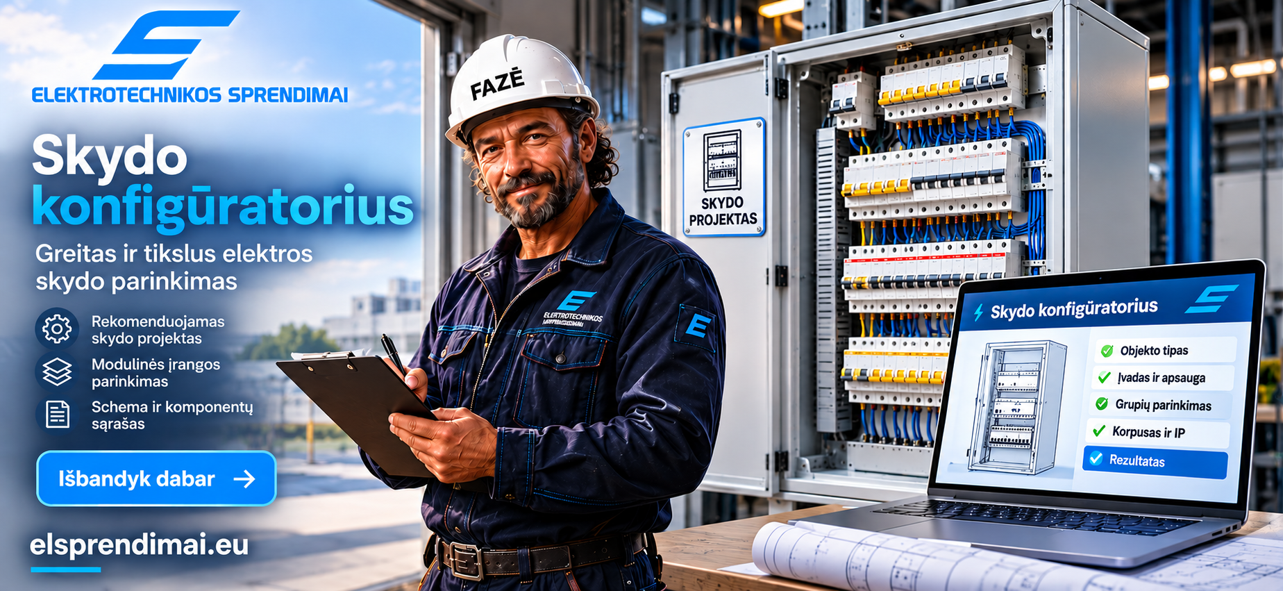 Sukūriau elektros skydo konfigūratorių Sukūriau elektros skydo konfigūratorių