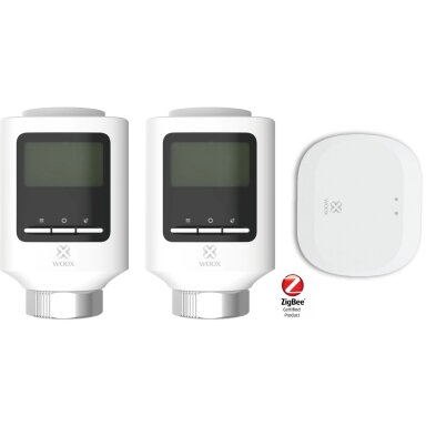 Viedais bezvadu radiatoru termostatu komplekts | 5-29,5℃ | 2 termostati + ZigBee-Wi-Fi centrāle | TUYA | WOOX | R7067-KIT Viedais bezvadu radiatoru termostatu komplekts | 5-29,5℃ | 2 termostati + ZigBee-Wi-Fi centrāle | TUYA | WOOX | R7067-KIT