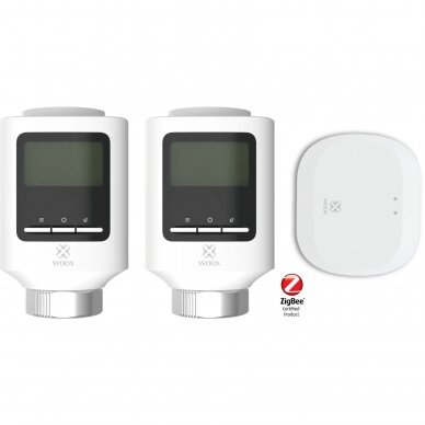 Viedais bezvadu radiatoru termostatu komplekts | 5-29,5℃ | 2 termostati + ZigBee-Wi-Fi centrāle | TUYA | WOOX | R7067-KIT Viedais bezvadu radiatoru termostatu komplekts | 5-29,5℃ | 2 termostati + ZigBee-Wi-Fi centrāle | TUYA | WOOX | R7067-KIT