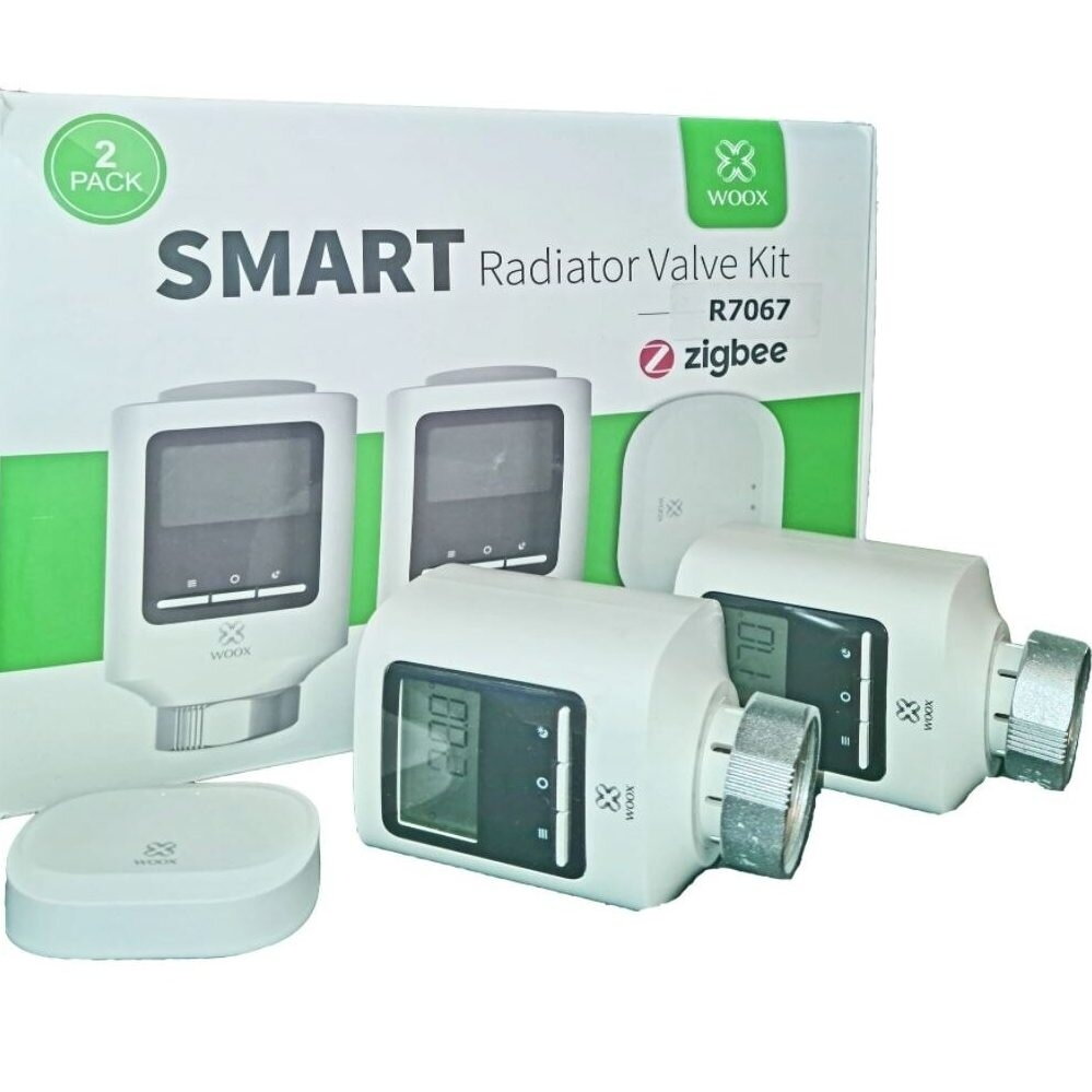 Viedais bezvadu radiatoru termostatu komplekts | 5-29,5℃ | 2 termostati + ZigBee-Wi-Fi centrāle | TUYA | WOOX | R7067-KIT 2