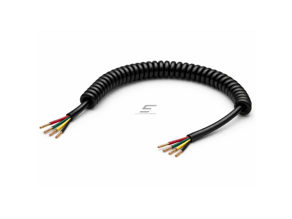 4 gyslų spiralinis laidas | 20AWG (0,5 mm²) | TPU + PVC | tamprus 3,7–4 m | IP67 | juodas | varinis laidininkas 4 gyslų spiralinis laidas | 20AWG (0,5 mm²) | TPU + PVC | tamprus 3,7–4 m | IP67 | juodas | varinis laidininkas