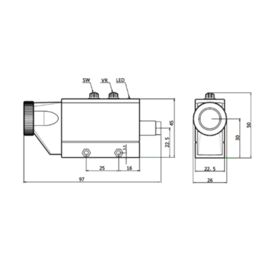 Krāsu marķējuma atpazīšanas sensors | 10mm | 97x45x26mm | 12-24VDC | NO+NC | PNP | 2 m kabelis | PBT | sarkanas/zaļas gaismas stari | IP65 Krāsu marķējuma atpazīšanas sensors | 10mm | 97x45x26mm | 12-24VDC | NO+NC | PNP | 2 m kabelis | PBT | sarkanas/zaļas gaismas stari | IP65
