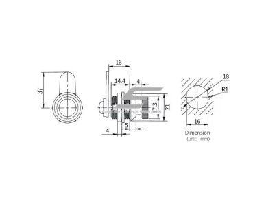 Spynelė elektros apskaitos skydui | pasukama | be rakto | 37x18x16mm | cinko lydinio/plieninė 3 Spynelė elektros apskaitos skydui | pasukama | be rakto | 37x18x16mm | cinko lydinio/plieninė 3