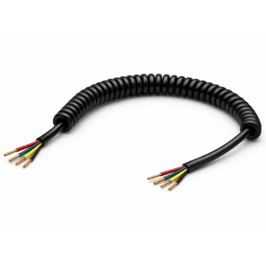 4-żyłowy kabel spiralny | 18AWG (0,75 mm²) | TPU + PVC | rozciągliwy 2,5–3 m | IP67 | czarny | przewodnik miedziany 4-żyłowy kabel spiralny | 18AWG (0,75 mm²) | TPU + PVC | rozciągliwy 2,5–3 m | IP67 | czarny | przewodnik miedziany