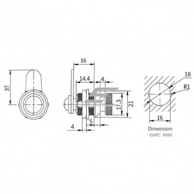 Lock for electrical meter cabinet | rotary | 37x18x16mm | zinc alloy/steel 3