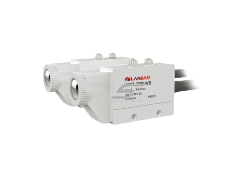 Spalvų žymėjimų atpažinimo jutiklis | 10mm | 97x45x26mm | 12-24VDC | NO+NC | PNP | 2m kabelis | PBT | raudonos/žalios šviesos spindulių | IP65