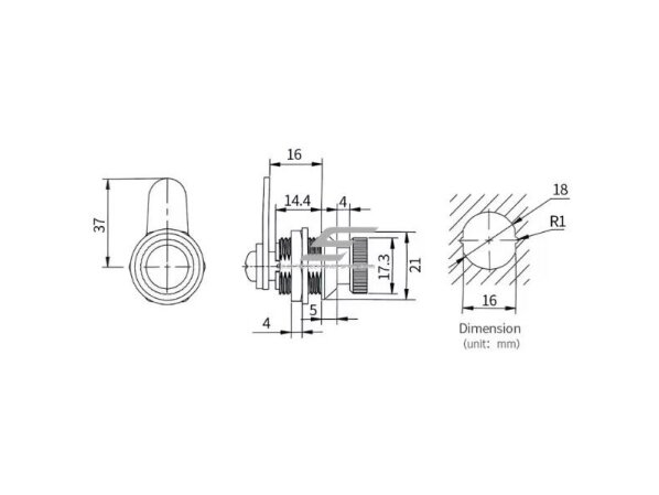 Spynelė elektros apskaitos skydui | pasukama | be rakto | 37x18x16mm | cinko lydinio/plieninė 3 Spynelė elektros apskaitos skydui | pasukama | be rakto | 37x18x16mm | cinko lydinio/plieninė 3
