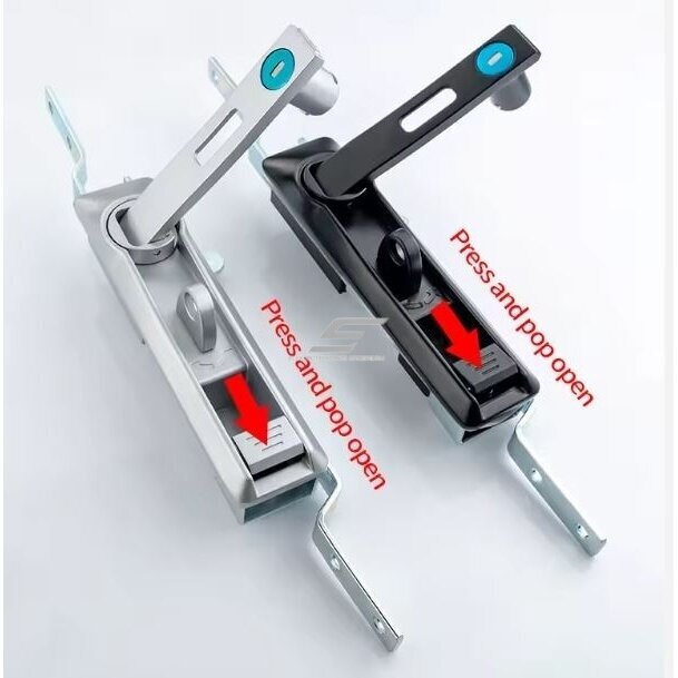 Lock for electrical meter cabinet | with 9 mm hole for padlock | 144x36mm | silver | zinc alloy 3