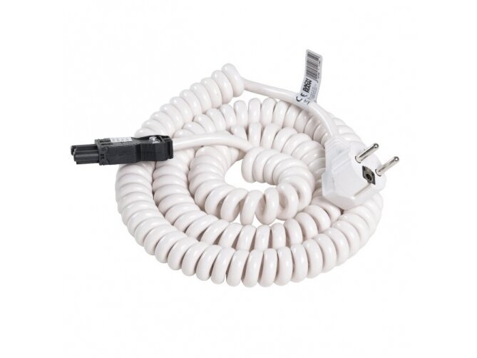 Spiralinis maitinimo laidas | Schuko+GST18i3 | 3pin | 1-4m kabelis | baltas | Bachmann | BA.663.2710