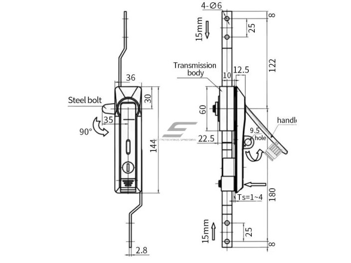 Spynelė elektros apskaitos skydui | su 9mm kilpute pakabinamai spynai | 144x36mm | įmontuojama | juoda | cinko lydinio 4 Spynelė elektros apskaitos skydui | su 9mm kilpute pakabinamai spynai | 144x36mm | įmontuojama | juoda | cinko lydinio 4