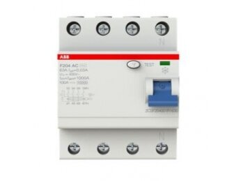 Modulinė srovės nuotėkio relė | 4P | 63A | 10kA | 0,03A | AC tipas | DIN | ABB | F204 AC | 8012542781400 Modulinė srovės nuotėkio relė | 4P | 63A | 10kA | 0,03A | AC tipas | DIN | ABB | F204 AC | 8012542781400