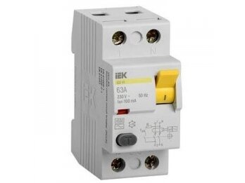 Modulinė srovės nuotėkio relė | 2P | 63A | 4,5kA | 0,1A | AC tipas | DIN | IEK | MDV10-2-063-100 | 4606056046595 Modulinė srovės nuotėkio relė | 2P | 63A | 4,5kA | 0,1A | AC tipas | DIN | IEK | MDV10-2-063-100 | 4606056046595