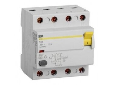 Modulinė srovės nuotėkio relė | 4P | 16A | 4,5kA | 0,01A | A tipas | DIN | IEK | MDV11-4-016-010 | 4606056209921