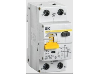 Modulinis automatinis jungiklis su srovės nuotėkio rele | 2P | 25A | C | 6kA | 0,03A | DIN | IEK | MAD22-5-025-C-30 | 4606056055269 Modulinis automatinis jungiklis su srovės nuotėkio rele | 2P | 25A | C | 6kA | 0,03A | DIN | IEK | MAD22-5-025-C-30 | 4606056055269