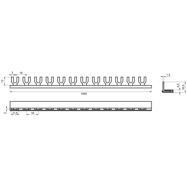 Kopne automātiskajiem slēdžiem | U-veida | 1P | 16mm² | 54 moduļi | Dakšas tips | Promfactor Baltic FRF160154 Kopne automātiskajiem slēdžiem | U-veida | 1P | 16mm² | 54 moduļi | Dakšas tips | Promfactor Baltic FRF160154