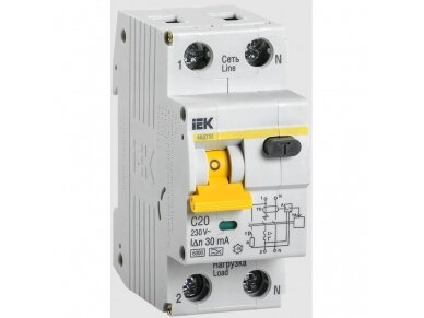 Modulinis automatinis jungiklis su srovės nuotėkio rele | 2P | 20A | C | 6kA | 0,03A | DIN | IEK | MAD22-5-020-C-30 | 4606056055252 Modulinis automatinis jungiklis su srovės nuotėkio rele | 2P | 20A | C | 6kA | 0,03A | DIN | IEK | MAD22-5-020-C-30 | 4606056055252