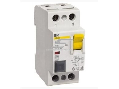 Modulinė srovės nuotėkio relė | 2P | 32A | 6kA | 0,1A | AC tipas | DIN | IEK | MDV12-2-032-100 | 4606056169379 Modulinė srovės nuotėkio relė | 2P | 32A | 6kA | 0,1A | AC tipas | DIN | IEK | MDV12-2-032-100 | 4606056169379