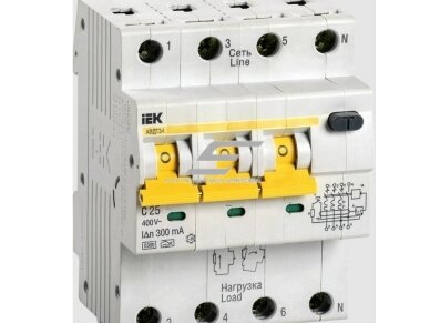 Modulinis automatinis jungiklis su srovės nuotėkio rele | 4P | 25A | C | 6kA | 0,03A | DIN | IEK | MAD22-6-025-C-30 | 4606056208139 Modulinis automatinis jungiklis su srovės nuotėkio rele | 4P | 25A | C | 6kA | 0,03A | DIN | IEK | MAD22-6-025-C-30 | 4606056208139