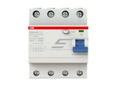 Modulinė srovės nuotėkio relė | 4P | 63A | 10kA | 0,03A | AC tipas | DIN | ABB | F204 AC | 8012542781400 Modulinė srovės nuotėkio relė | 4P | 63A | 10kA | 0,03A | AC tipas | DIN | ABB | F204 AC | 8012542781400