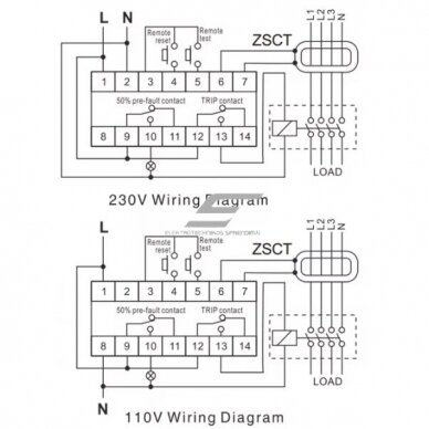 Modulis | Regulējams strāvas noplūdes relejs 30mA-30A | 6A | 110/230VAC | DIN | 1NO+1NC 4