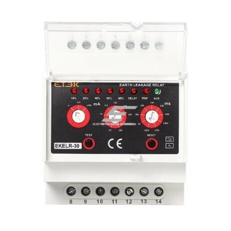 Modulis | Regulējams strāvas noplūdes relejs 30mA-30A | 6A | 110/230VAC | DIN | 1NO+1NC