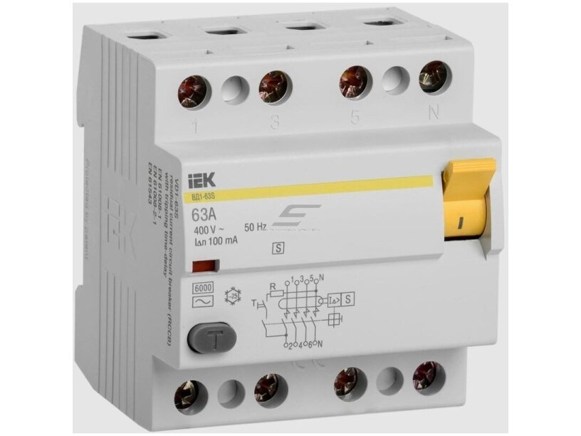 Modulinė srovės nuotėkio relė | 4P | 63A | 6kA | 0,1A | DIN | IEK | MDV12-4-063-100