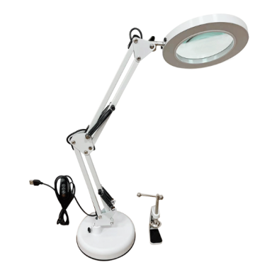 Lauapealne LED suurendav lamp luubiga | 5x-30x | 3000-6500K | reguleeritav valgustus | "Hands Free" konstruktsioon | valge Lauapealne LED suurendav lamp luubiga | 5x-30x | 3000-6500K | reguleeritav valgustus | "Hands Free" konstruktsioon | valge