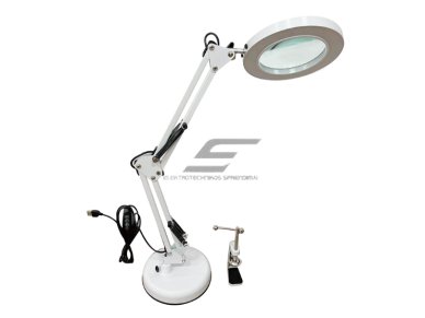 Stalinis LED didinamasis šviestuvas su lupa | 5x–30x | 3000–6500K | reguliuojamas apšvietimas | „Hands Free“ konstrukcija | baltas Stalinis LED didinamasis šviestuvas su lupa | 5x–30x | 3000–6500K | reguliuojamas apšvietimas | „Hands Free“ konstrukcija | baltas