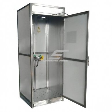 Stationary enclosed combined emergency | safety shower | body | face | eye wash system | 75.7l/min | 11.4l/min | 2200×x1200x900mm | stainless steel