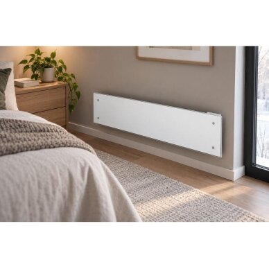 Glass electric radiator without thermostat | 1000W | 230V | 222x1368x87mm | IP24 | white | ADAX | Glamox Heating H60 L10 White 2