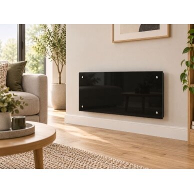 Klaasist elektriradiaator ilma termostaadita | 1000W | 230V | 340x850x87mm | IP24 | must | ADAX | Glamox Heating H60 H10 Black 2