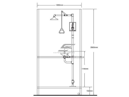 Stacionarus uždaras kombinuotas avarinis | saugos dušas | kūno | veido | akių plovimo sistema | 75,7l/min | 11,4l/min | 2200x1200x900mm | nerūdijantis plienas 3