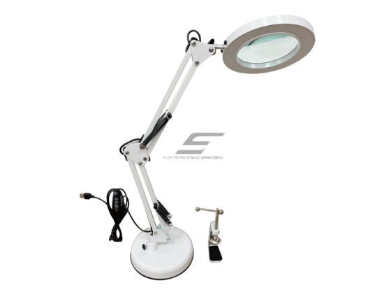 Stalinis LED didinamasis šviestuvas su lupa | 5x–30x | 3000–6500K | reguliuojamas apšvietimas | „Hands Free“ konstrukcija | baltas