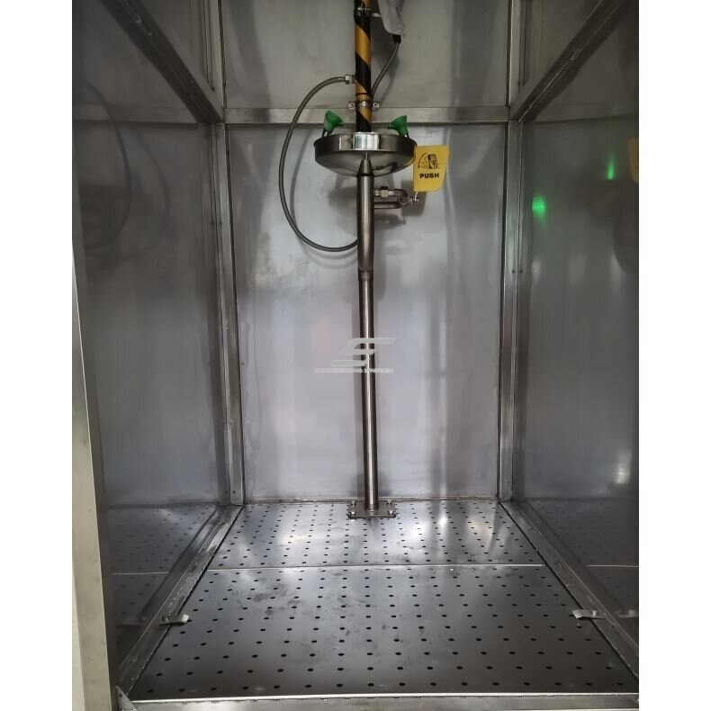 Stationary enclosed combined emergency | safety shower | body | face | eye wash system | 75.7l/min | 11.4l/min | 2200×x1200x900mm | stainless steel 2