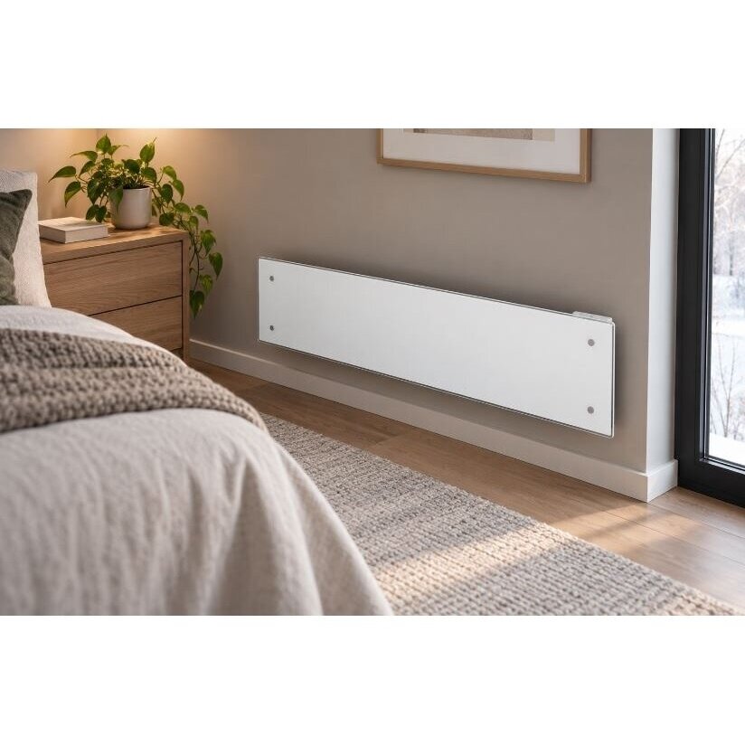 Glass electric radiator without thermostat | 1000W | 230V | 222x1368x87mm | IP24 | white | ADAX | Glamox Heating H60 L10 White 2