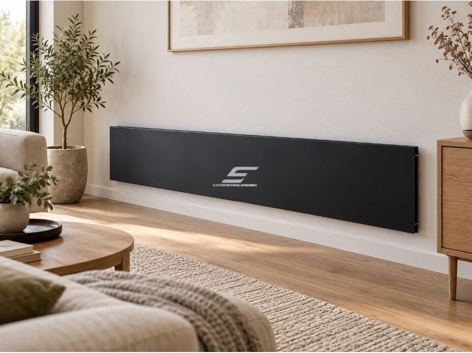 Stiklinis elektrinis radiatorius be termostato | 600W | 230V | 222x964x87mm | IP24 | juodas | ADAX | Glamox Heating H60 L06 Black 2