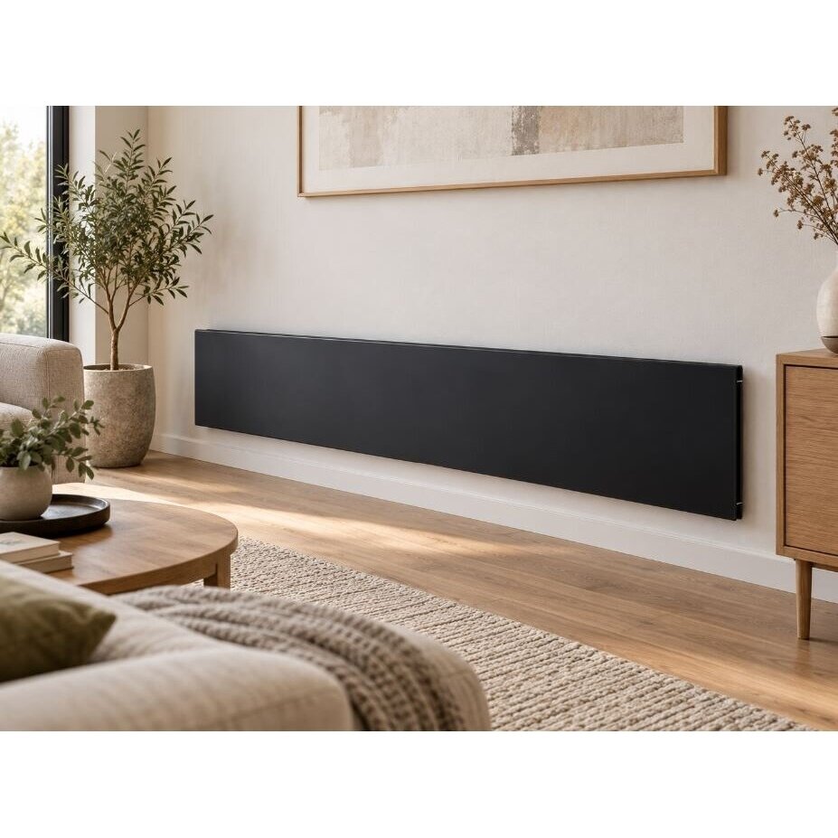 Stikla elektriskais radiators bez termostata | 800W | 230V | 222x1144x87mm | IP24 | melns | ADAX | Glamox Heating H60 L08 Black 2