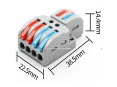 Gnybtas | elektros laidų jungtis | spyruoklinis | atlenkiamas | 32A | 0,2-4mm² | universalus | 2 in 4 out | 4772124004368 Gnybtas | elektros laidų jungtis | spyruoklinis | atlenkiamas | 32A | 0,2-4mm² | universalus | 2 in 4 out | 4772124004368