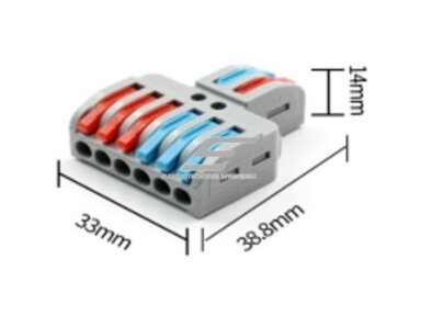 Gnybtas | elektros laidų jungtis | spyruoklinis | atlenkiamas | 32A | 0,2-4mm² | universalus | 2 in 6 out | 4772124004375 Gnybtas | elektros laidų jungtis | spyruoklinis | atlenkiamas | 32A | 0,2-4mm² | universalus | 2 in 6 out | 4772124004375