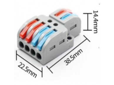 Gnybtas | elektros laidų jungtis | spyruoklinis | atlenkiamas | 32A | 0,2-4mm² | universalus | 2 in 4 out | 4772124004368 Gnybtas | elektros laidų jungtis | spyruoklinis | atlenkiamas | 32A | 0,2-4mm² | universalus | 2 in 4 out | 4772124004368